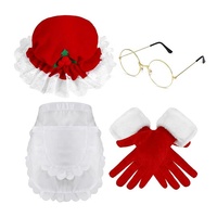 Accessoires de Père Noël pour femmes : chapeau, lunettes, tablier, gants – Ensemble d'accessoires de costume de Noël pour femmes pour les fêtes
