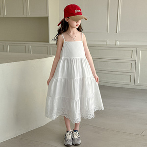 Set Estivo 2026 per Ragazze Adolescenti: <span class=keywords><strong>Camicia</strong></span> in Denim con Bordo in Pizzo a Maniche Corte + Vestito Bianco in Pizzo, Set Casual 2 Pezzi - Product Image 6