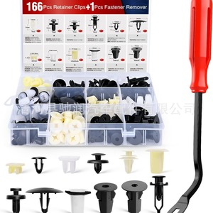 Kit de 166 rivets en nylon mélangé avec boucles en plastique pour pare-chocs et garde-boue, pour réparation automobile et fixation rapide - Product Image 2