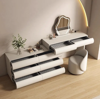 Table de maquillage extensible minimaliste en bois de pin massif laqué avec commodes de rangement intégrées pour chambre à coucher