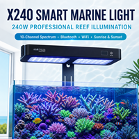 SKYNUO X240 240W G6 Lampe LED marine haute performance pour corail, 10 canaux, Bluetooth/WIFI, lampe intelligente pour récif