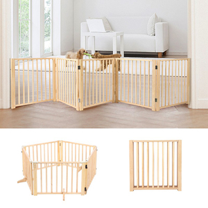 <strong>Wooden</strong> Safety <strong>Gate</strong> for <strong>Dog</strong> Barrier Foldable <strong>Stair</strong> <strong>Gate</strong>_4 Panels - Product Image 2