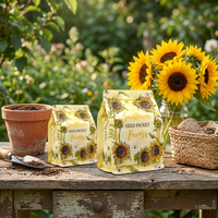 Bolsa de Semillas de Girasol con Impresión Personalizada al por Mayor, Bolsa de Fondo Plano con Sellado de Ocho Lados para Semillas de Flores