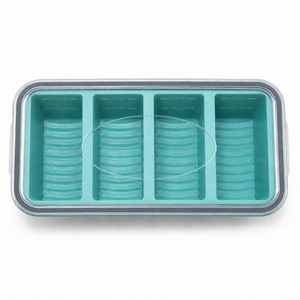 Boîte à bento moderne minimaliste en silicone, très vendue, 4 compartiments, avec marquages ML intégrés, pour le stockage quotidien des aliments des adultes - Product Image 1