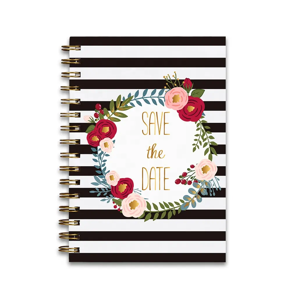 Cuaderno con impresión personalizada, organizador de espiral personalizado, planificador de boda, diario Floral impreso, venta al por mayor