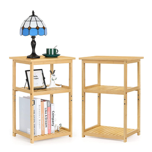 อเนกประสงค์โต๊ะปลายไม้ไผ่ขาตั้งโต๊ะข้างเตียง Nightstand สําหรับห้องนอนสํานักงานชุด 2 ชิ้น - Product Image 1