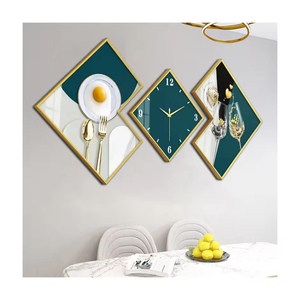Tableau abstrait en porcelaine cristalline avec horloge, cadre luxueux et atmosphérique, décoration murale pour <span class=keywords><strong>salle</strong></span> à <span class=keywords><strong>manger</strong></span>, décoration intérieure. - Product Image 1