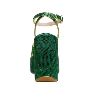 पट्टा हीरा लक्जरी महिला जूते नई स्त्राी सैंडल मोटी ऊँची एड़ी के मंच चंकी कील सैंडल बड़ा आकार - Product Image 3