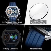 POEDAGAR E106 Montres-bracelets pour hommes, montres à quartz, montres homme, mode, lumineuses, sportives, étanches, calendrier, affichage LED de luxe