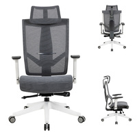 Chaise de bureau ergonomique moderne, pivotante, réglable, à dossier haut, entièrement en mesh, pour cadres