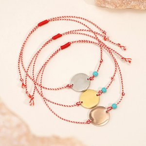 Custom Engraved Round <b>Bracelet</b> with POD Design Handmade <b>Bracelet</b> Adjustable <b>Boho</b> Style Rope <b>Bracelet</b> for Women Men - Product Image 1