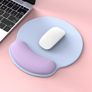 Alfombrilla de ratón de gel de silicona redonda bonita púrpura de diseño personalizado con soporte de reposamuñecas para ordenador portátil y oficina - Product Image 3