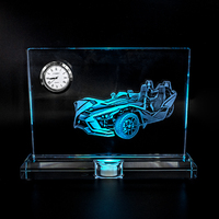 Broche en cristal 3d à Sublimation, nouveau design k9, personnalisé, logo gravé au laser, horloge en cristal avec base LED, vente en gros,
