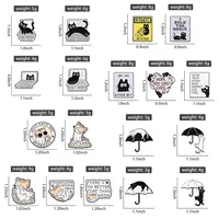 Broche émaillée personnalisée de la collection de chats noirs de dessins animés amusants THINK BEFORE YOU CLICK, badges de revers pour sacs à dos, bijoux et cadeaux