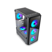 Gabinete de PC ATX de Torre Completa MANMU OEM, Aleación de Aluminio y Acero, Panel Lateral Negro con Ventana, Compatible con PC de Escritorio ATX/MicroATX/ITX