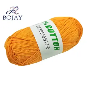 Bojay Wholesale Stock Yarn 2 mm 9 ply 100% Cotton Crochet Knitting Yarn Fancy 100g Cotton Yarn On Ball