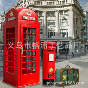Cabina telefónica británica roja de metal, accesorios temáticos para decoración de cabinas de fotos, artesanía de Yiwu - Product Image 2