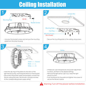 Lampes LED rondes pour auvent 100W/80W/60W CCT TUNABLE 100-277VAC IP65 ETL Éclairage commercial extérieur pour parking, garage, entrepôt - Product Image 6