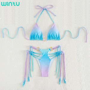 Bikinis traje <span class=keywords><strong>de</strong></span> baño conjunto para mujer 25 años fábrica diseño personalizado Logo traje <span class=keywords><strong>de</strong></span> baño triángulo traje <span class=keywords><strong>de</strong></span> baño corbata Tanga - Product Image 1