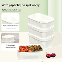Boîte à bento en papier kraft jetable personnalisée avec couvercle, récipient alimentaire à emporter pour restaurant