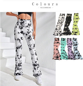 Pantalones de Yoga de Cintura Alta para Mujer, Talla Grande, Elásticos en Cuatro Direcciones, de Secado Rápido, Acampanados, Transpirables, con Estampado Sólido y Cordón de Ajuste con Pedrería - Product Image 3