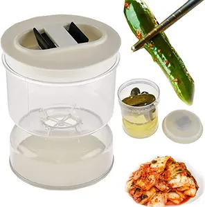 Kitchen-Grade Hourglass Pickle and Olives Jar Container with Strainer and Dry Pickle Juice Separator Includes Lid for Gherkins