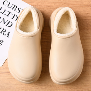 Pantoufles d'hiver à semelles épaisses pour hommes, doublées de polaire, chaudes, respirantes, antidérapantes, chaussures en coton, taille 39-46, semelle EVA de couleur unie - Product Image 4