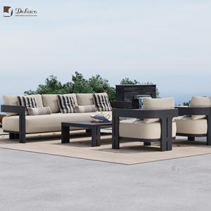 Juego de sofás de jardín de aluminio de lujo Muebles de exterior contemporáneos de 3 asientos con cojines impermeables a prueba de herrumbre y duraderos - Product Image 5