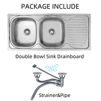 Éviers de cuisine en acier inoxydable SUS201 à double bac, série Plate Basin, prix de gros usine - Fregaderos De Cocina 11048