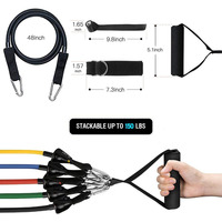 Lot de 11 bandes de résistance en latex pour yoga, fitness et entraînement, avec logo personnalisé, unisexe