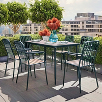 Nouveau produit de table de cadre en aluminium extérieur moderne de vente chaude avec du bois en plastique pour l'hôtel de parc de cour de balcon de jardin