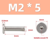 Tornillo de máquina de acero inoxidable 304 con cabeza plana tipo flor de ciruelo M2-M8, ultrafino, con ranura interna tipo flor de ciruelo