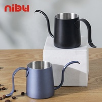 Bouilloire à bec de cygne Nibu 250ML en acier inoxydable, design moderne, écologique, pour café filtre, petite, à suspendre, pour le café et le thé