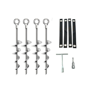 Ancrages de sol modernes en acier robuste résistant à la rouille pour le jardin, tarières pour le soutien des arbres et des abris extérieurs - Réutilisables et faciles à installer - Product Image 1