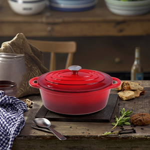 가정용 주방 타원형 캐서롤 레드 논스틱 요리 냄비 해산물 스튜 냄비 컬러드 에나멜 주철 더치 오븐 - Product Image 3