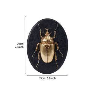 Décoration murale 3D en forme de <span class=keywords><strong>scarabée</strong></span> <span class=keywords><strong>doré</strong></span> de luxe - Art mural rétro ovale en forme d'insecte pour la décoration murale - Product Image 4