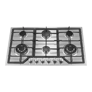 201 Stainless Steel Built In LPG NG Gas Stove Kitchen Cooking Appliance 6 Bruners Built In Gas Cooktop Home Safe Cookware
