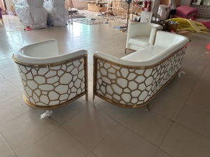 Venta al por mayor de personalización de oro blanco de acero inoxidable <span class=keywords><strong>Silla</strong></span> de boda sofá comedor fiesta evento decoración sala de estar dormitorio Hotel - Product Image 6