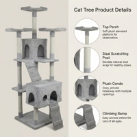 Arbre à chat moderne, écologique et durable en velours doux, avec poteaux à gratter en sisal naturel, multi-niveaux et en peluche pour