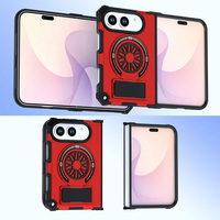 Coque antichoc avec protection anti-chute, rose, noir, orange, bleu, rouge, avec anneau magnétique, rabat et découpe pour double caméra, coque blindée