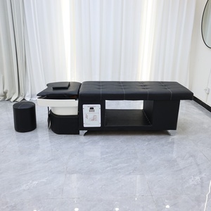 Sillón de Champú Profesional Moderno para Salón con Lavabo de Plástico, Cubierta de Cuero PU, Reposapiés Fijo, Equipo de Spa para Uso Comercial - Product Image 4