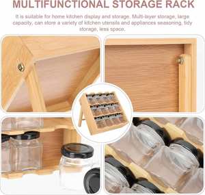 2025 Bamboo Spice Rack <b>Storage</b> Shelves 3 Tier Standing Spice Rack Organizer <b>Kitchen</b> with 12 Spice Cans - Product Image 5