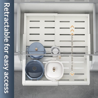 Organisateur de rangement de cuisine extensible multifonctionnel en métal robuste, résistant à la rouille, réglable, pour armoire, vente en gros