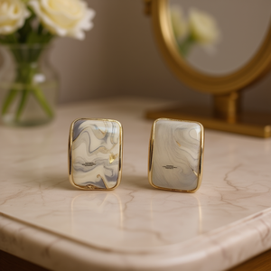 Pendientes de Ágata Chapados en Oro Estilo Bohemia para Mujer, Joyería Geométrica de Moda, Pendientes Cuadrados de Resina Acrílica Lucite - Product Image 2