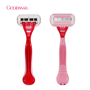 Rasoir manuel pour femme Goodmax à quatre lames en acier inoxydable pour le corps et les zones intimes, bleu et rose - Product Image 3