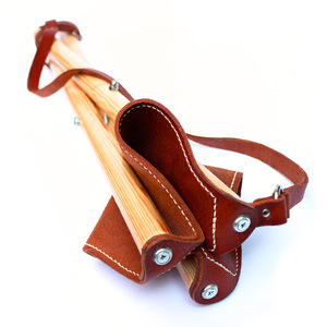 Outdoor camping triangular <b>stool</b>, solid wood fishing <b>stool</b>, retro cowhide <b>folding</b> <b>stool</b>, <b>folding</b> chair - Product Image 3