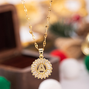Colar Feminino 2026 de Aço Titânio com Pingente de Zircônia, Corrente de Elos, Estilo Luxo Leve, Sucesso de Vendas Transfronteiriço Europa-América - Product Image 2
