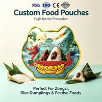 Sachet Doypack 34cm(L)*32cm(l), 80 microns, avec poignée irrégulière, sac alimentaire 400g pour snacks soufflés pour animaux et bébés, personnalisable