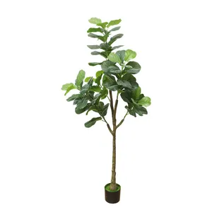 PQYR01 진짜 찾고 130 150cm 180cm 실내 장식 녹색 가짜 플라스틱 화분 분재 나무 식물 인공 ficus lyrata 나무