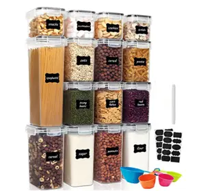 DS2573 Food Storage Organization for Kitchen Pantry Clear Plastic Canisters with Lids Airtight Food Storage Container Set